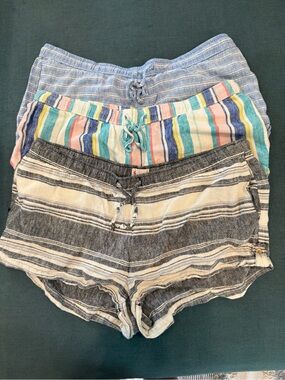 SO Striped Casual Women’s Shorts - Blue, Multicolor & Gray
